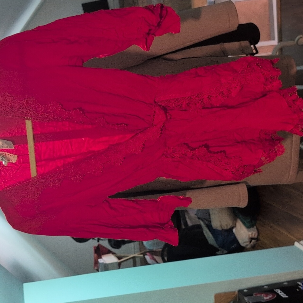 H&M Vibrant Red Lace Romper